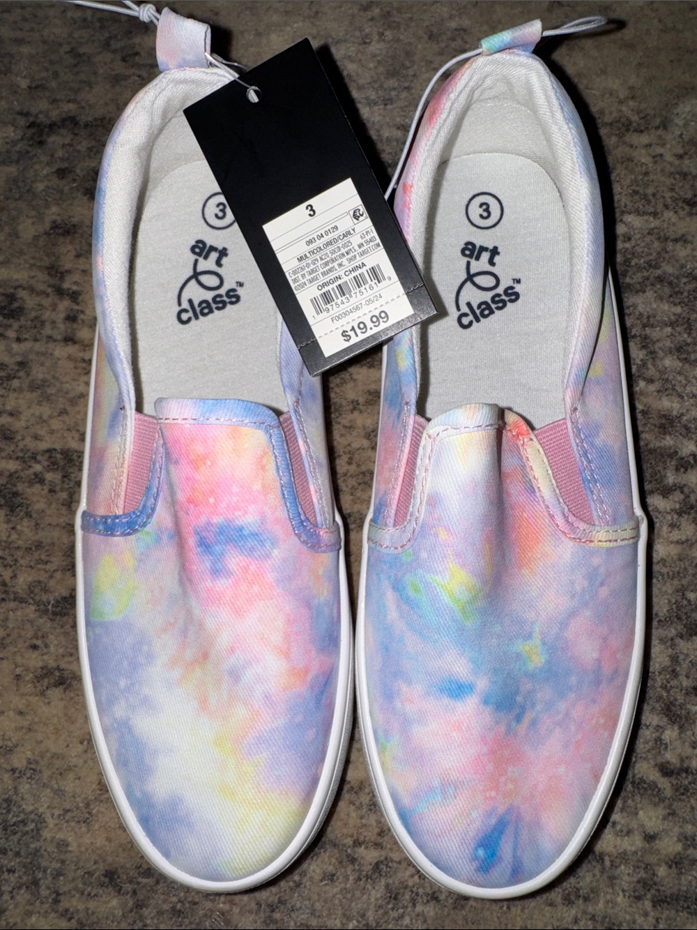 art class Kids Pastel Tie-Dye Slip-On Sneakers - Pink, Blue, Purple